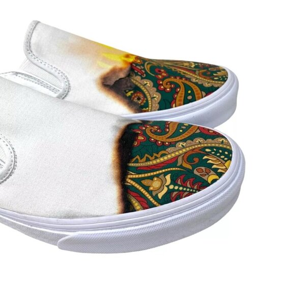 New VANS SLIP ON SHOES CANVAS BIG REVEAL PAISLEY SZ 5 WOMAN SKATER OLD SCHOOL - Picture 4 of 11